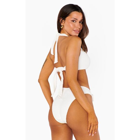 Show Me Your Mumu Malta Bikini Top in Ivory Scrunch with Rosette XL - Picture 3 of 6